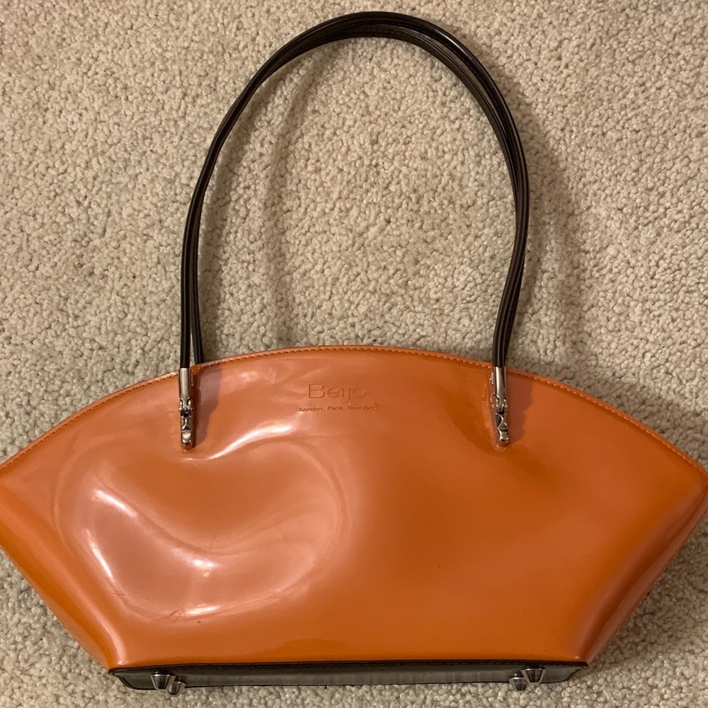 Beijo-London Paris New York Glossy Classic Over The Moon Orange Shoulder Bag